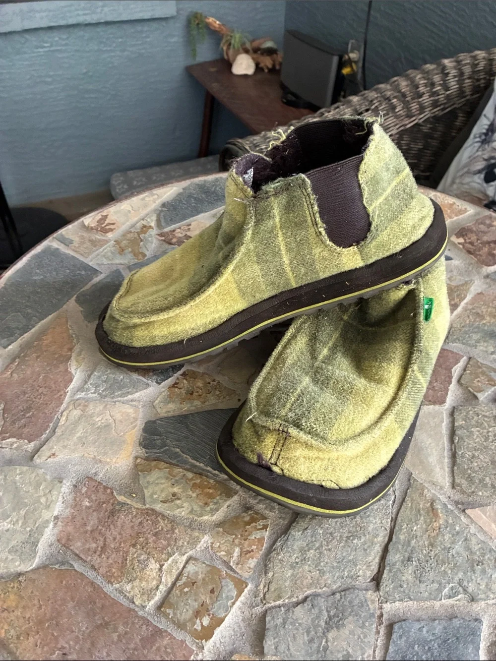 Sanuk Olive Green Chukka Canvas Slip-On Boots